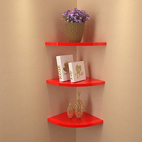 Prateleira de livro criativa de beleza, prateleira decorativa de livros de parede, canteiro de parede para montagem de parede Conjunto de prateleira pendurada em forma de ventilador simples livre de soco para sala de estar ou quarto-vermelho-D 26cm