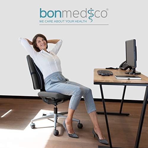 Bonmedico Back Support Pillow - assento de carro, mesa de mesa e cadeira de escritório para postura e suporte lombar - Ergonomic, espuma de memória travesseiros lombares - preto - padrão