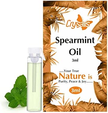 Óleo de Spearmint Crysalis | de óleo orgânico padrão de óleo orgânico não diluído e natural reduz linhas finas e imperfeições da pele, reduz as fugas -3ml