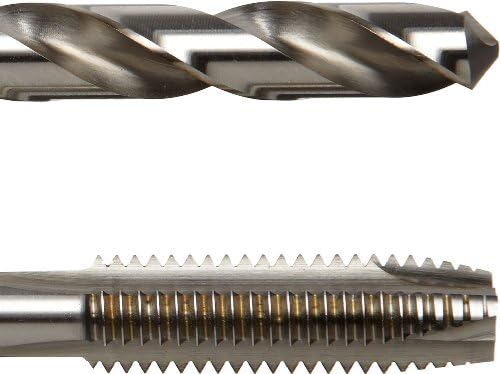 Chicago Latrobe 52581 GT18 Bit de broca de comprimento de aço de alta velocidade de aço e ponto de ponta em espiral com estojo de metal, acabamento não revestido, 18 peças, tamanho de fio, letra, polegada, #6-32 a 1/2 -13 tamanhos de torneira