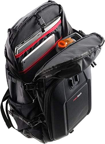 Backpack da câmera de ação da Navitech e kit de combinação de acessórios 8 em 1 com cinta de tórax integrada-compatível com a câmera de ação sjcam sj8 pro de ação