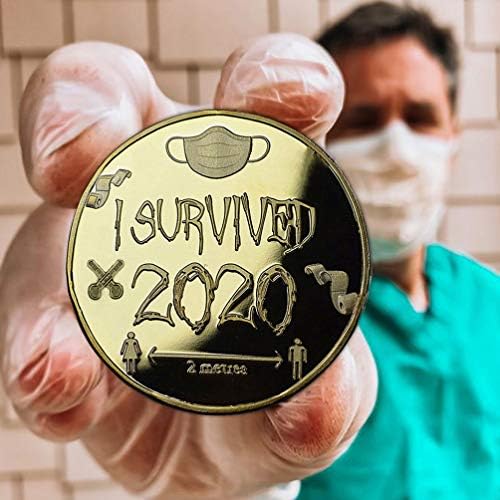 Bestoyard 2pcs Eu sobrevivi a 2020 Coin Metal Comemorative Moedans 2020 Sobrevivente Presentes de lembrança para a festa