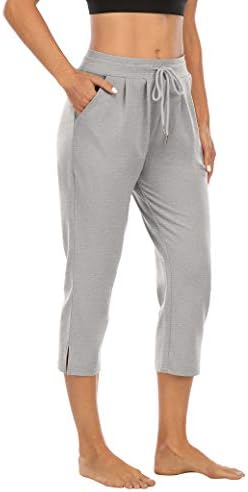 THINGH WOMENS Capri Yoga calças soltas de pijamas de pijamas trepadeiras de camisa atlética Capris Jersey calças com bolsos