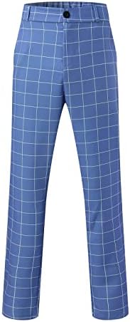 Calça de ajuste relaxado traje de negócios masculino calça de cor sólida com botão de cor, tamanho grande refrescante poplin