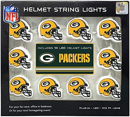 Luzes de corda de capacete LED da NFL com plugue adaptador incluído, luzes de fada de futebol operadas por bateria para
