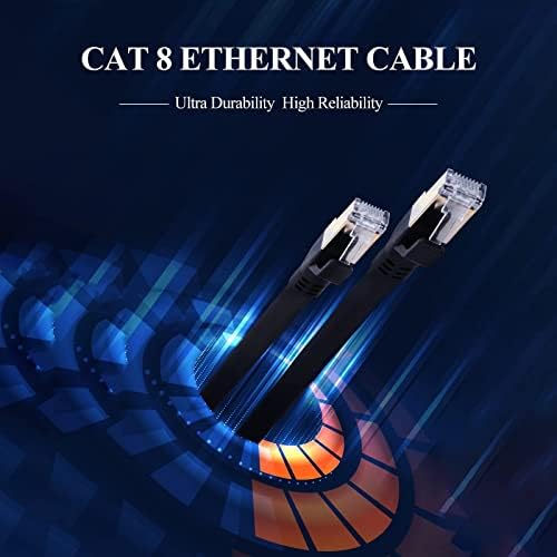 Cabo de gato 8 Ethernet 3 pés blindados, cabo plano, 26awg Lastest 40Gbps 2000MHz SFTP Patch Cord, Diretor pesado de