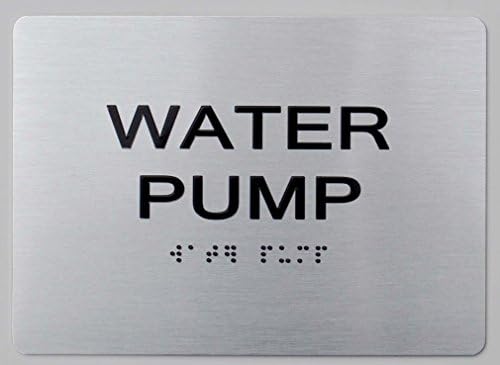 Sinal de braille da bomba de água com gráficos e letras táteis elevadas - a linha de sensação