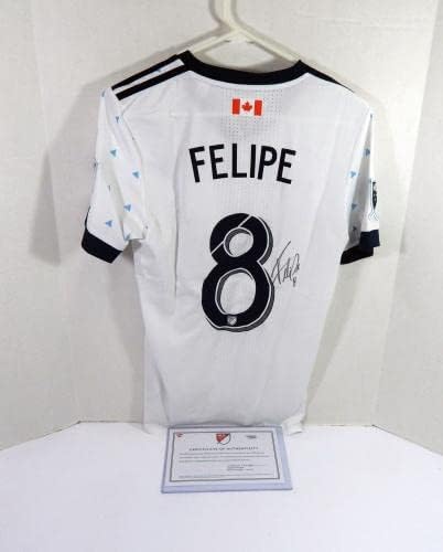 2018 Vancouver Whitecaps FC Felipe Martins #8 Game usado Jersey White Signed S 0 - Jerseys de futebol autografados