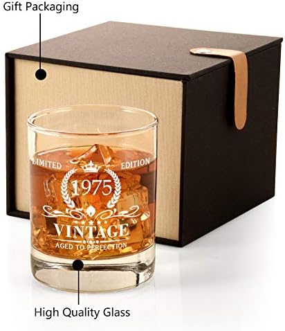 Triwol 1975 Presentes de aniversário de 48 anos para homens, Glass de uísque vintage 48 presentes de aniversário para