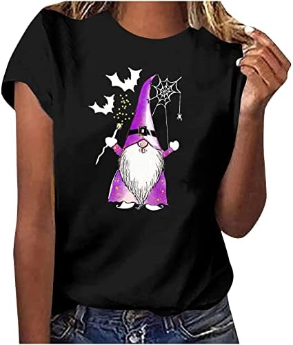 Camiseta gráfica engraçada camiseta para mulheres manga curta halloween túnica túnica de bruxa hat hat hat fot tops topes solt