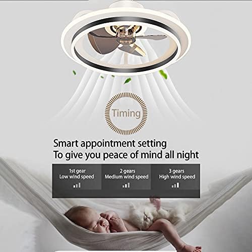 Ventilador de teto silencioso Cutyz com controle leve e remoto 3 velocidades Bedroom LED Dimmable Fan Teto Light 50W