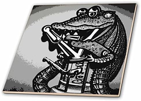 3drosrose fofo engraçado jacaré tocando trompete music steam punk desenho - telhas
