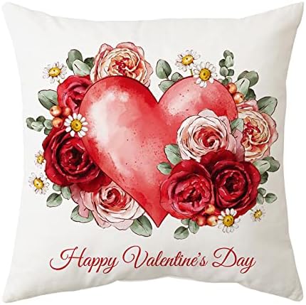 Neartime Pink Pink Dia dos Namorados Presente Love Cartoon Prind Pillow New Home Decoração Soft 45 * 45cm/17,7 * 17,7 em travesseiros de outono para cama