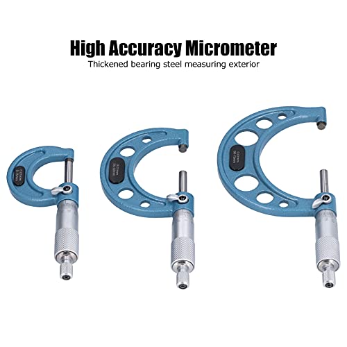 Conjunto de micrômetros externos premium, ferramenta de maquinista de aço com rolamentos de precisão de 0,0004 com pontas de carboneto, micrômetro