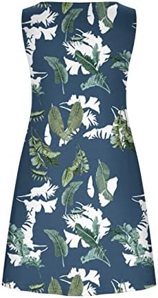 Vestido feminino para verão 2023 praia camiseta floral bolsos casuais bolsos de tanque boho