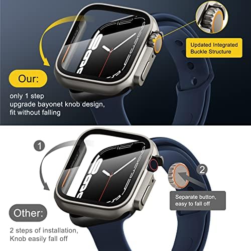 Fvlerz Caso de mudança de alteração compatível com Apple Watch Series 4/5/6/se 44mm com protetor de tela de vidro temperado, cobertura de PC de cobertura de pára-choques de Ultra Style, acessórios de cobertura de pára-choques para iwatch 44mm