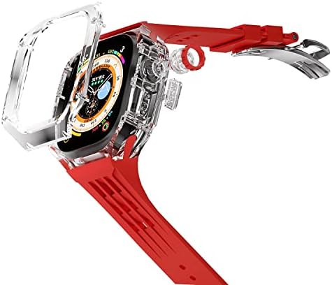 Banda de estojo de modificação Nibyq 49mm para Apple Watch 49mm Silicone Strap transparente Case Sport para Iwatch Series Ultra 8