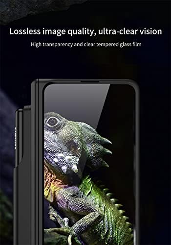 Cague Shieid Samsung Z Fold 3, Galaxy Z Fold 3 Case com Proteção da dobradiça S Pen Holder Kickstand & Built In Screen Protector Case Fit Samsung Galaxy Z Fold3 Caso, Champagne Gold