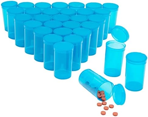 30 pacote de garrafas de comprimidos vazios com tampas pop, 19 recipientes de remédios para dram, prescrição com tampas