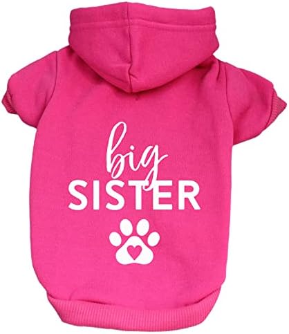 Big Sister Heart Paw Pullover Fleece Lined Dog Hoodie
