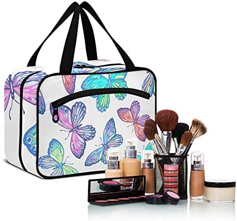 Vnurnrn colorido saco de higiene de viagem de borboleta colorida para homens pendurando sacolas de maquiagem de maquiagem Bolsas de viagem de organizador de cosméticos portáteis para bagagem para viajar diariamente uso feminino