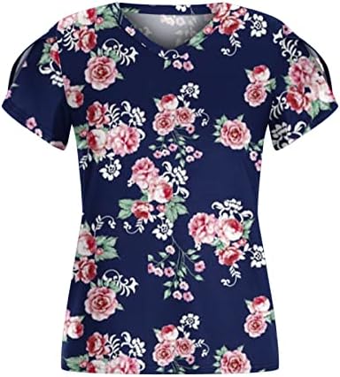 Girls Vneck tops Brunch top para feminino de manga curta Daisy Floral Graphic Summer Tops Roupas Trendy y2k