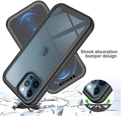 Capa de capa de telefone Caixa de proteção completa compatível com iPhone 12/12 Pro Hard PC+Soft Silicone TPU 3in1 Tampa