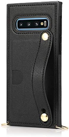 Caso de proteção compatível com Samsung Galaxy S10 Caixa de carteira Crossbody Correia de couro Caixa de mão, kickstand, suporte de