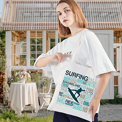 LEVLO Surfing Girl Tote Bag Presente para Surfista de Surfista Surfado Bolsa de ombro para Surfing Lover