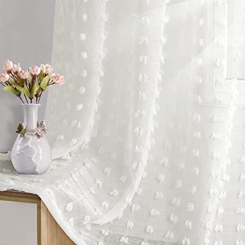 Cortinas de creme pura de 54 polegadas de comprimento para sala de estar quarto de pérola creme de marfim de marfim boho draxas