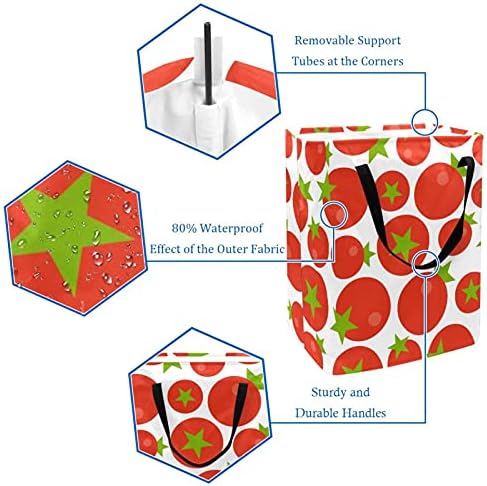 Ndkmehfoj vegetais tomates vermelhos padronizar cestas de lavanderia cestas de roupas sujas à prova d'água, alça macia dobrável
