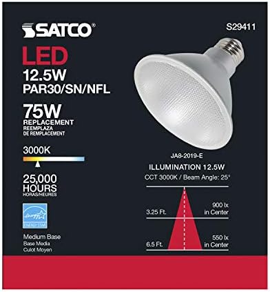 SATCO S29411 12,5 watt; PAR30SN LED; 3000K; 12-PACK California Compatiant