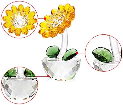 Girassol de cristal do OwnMy com broto de girassol em girassol colecionáveis ​​de girassol pequenos ornamentos de girassol