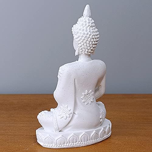 Hyfan Mini Sandstone Buddha Yoga Meditação estátua Estatueta Harmonious Collectible Craft Feng Shui Sculpture Decor for Home Office Shelf Desktop (Branco 3