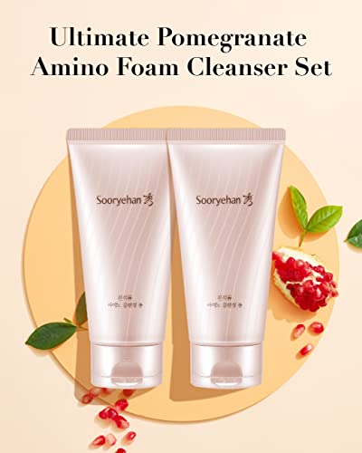 Sooryehan Ultimate Romegranate Amino Cleansing Foam by LG Beauty - Lavagem de rosto hidratante/não secante. Pomã, colágeno e elastina hidrolisada - presente do dia das mães por LG Beauty