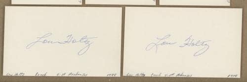 Lote de 5 treinadores Lou Holtz Jets Notre Dame Cartões de índice assinados Auto W B & E Holograms - Assinaturas de