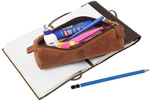 Rustic Town Town Genuine Leather BrethcheCase Laptop Messenger Bag com Lápis de caneta Combo para trabalho, escritório