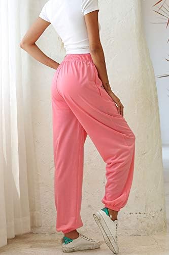 Ru Sweet Women Feminino Ativo de cintura alta esportiva Athletic Athletic Fit Rogger Sortpants calças folgadas com bolsos