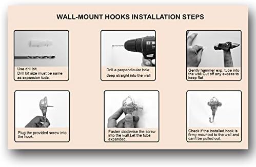IndianShelf 6 Pack Hook | Chapéu para a parede | Montado na parede do gancho de casaco rosa | Gancho de cerâmica para toalha | Ganchos -chave sólidos [17,78 cm]