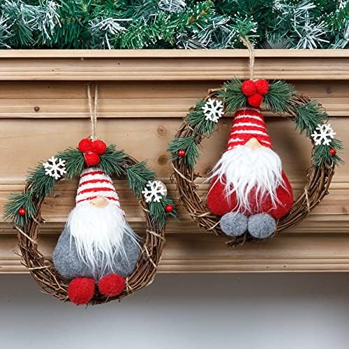 FORAINEEAM 2 PCS Christmas sueco Grinalh gnomo, 8,2 polegadas de portas de vime de Natal de 8,2 polegadas, pequenos ornamentos de