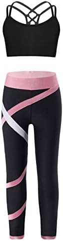 Huimingda Kid Girls Sports Sports Crop Crot Top Top Athletic Leggings Conjunto de ginástica Roupas de dança de ginástica