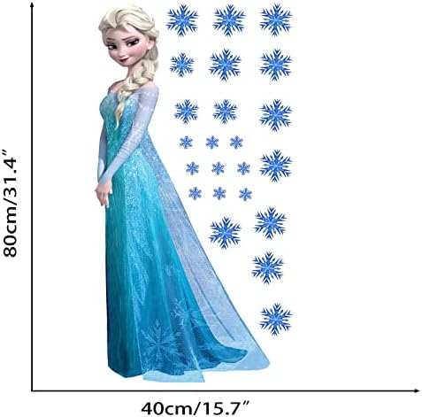 Decalques de parede congelados em 3D, adesivos de parede de princesa fofos para o quarto de crianças, belo adesivo de parede