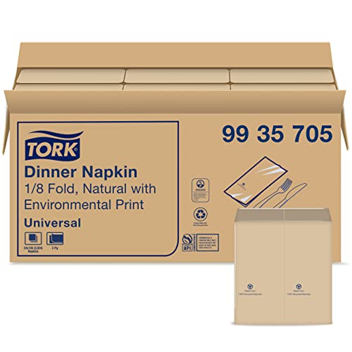 Guardanapo de jantar natural de Tork, 1/8 dobra 2-Ply, 15 x 16,3, 24 x 126 guardanapos, 9935705