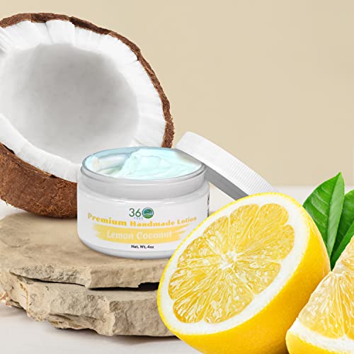 Loção corporal de capim -limão 360 - aromaterapia com óleos essenciais - coco e azeite - fórmula não gastadora - 4 fl oz - rotina de cuidados com a pele diária suave e hidratante