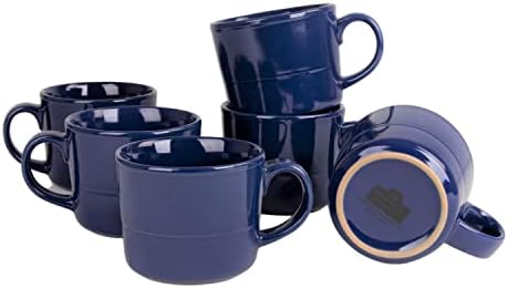 Linha dupla 3,75 /12 onças caneca, conjunto de 6, azul cobalto