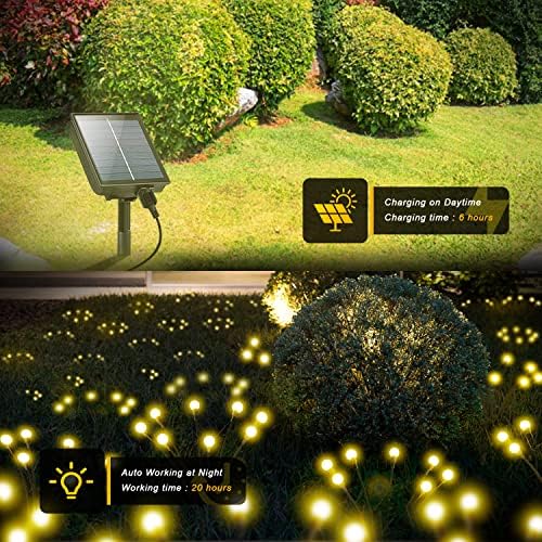 Luzes solares do jardim, 4pack 32LEDS 8Modes Solar Firefly Lights Decorações ao ar livre, nova luz solar atualizada influencie pelo
