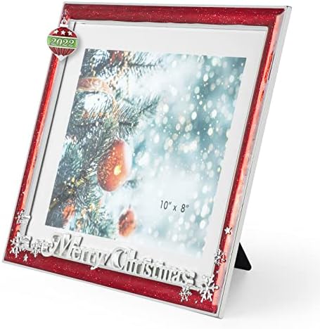 Guoer 2022 Feliz Natal decorações de família quadro de imagem 8x10 polegadas Floco de neve de Natal Metal Metal Display Photo Frames