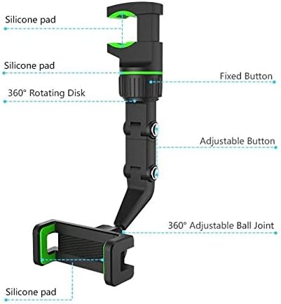 Montagem de carro de ondas de caixa compatível com Vivo T1 5G - Montagem do carro de espelho retrovisor, espelho traseiro espelho GPS ajustável para Vivo T1 5G - Jet Black