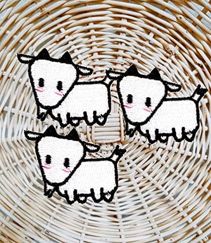 Verdadeiramente mini conjunto de desenhos animados de cartoon de vaca branca Patches de trajes bordados na serra