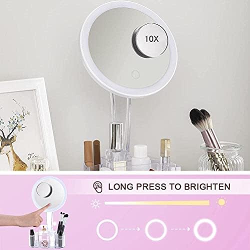 Espelho cosmético de Sifanhao com luz LED 10 vezes ampliação espelho cosmético com caixa de armazenamento espelho cosmético